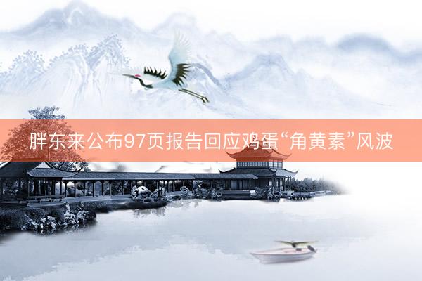 胖东来公布97页报告回应鸡蛋“角黄素”风波