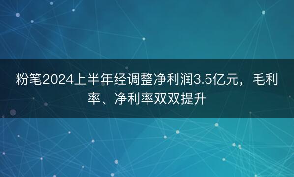 粉笔2024上半年经调整净利润3.5亿元，毛利率、净利率双双提升