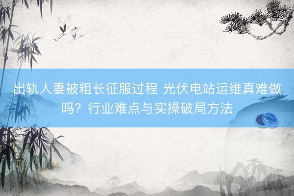 出轨人妻被粗长征服过程 光伏电站运维真难做吗？行业难点与实操破局方法