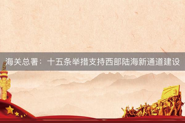 海关总署：十五条举措支持西部陆海新通道建设