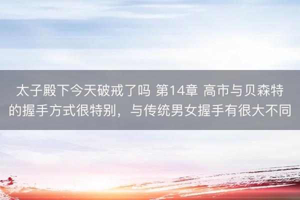 太子殿下今天破戒了吗 第14章 高市与贝森特的握手方式很特别，与传统男女握手有很大不同