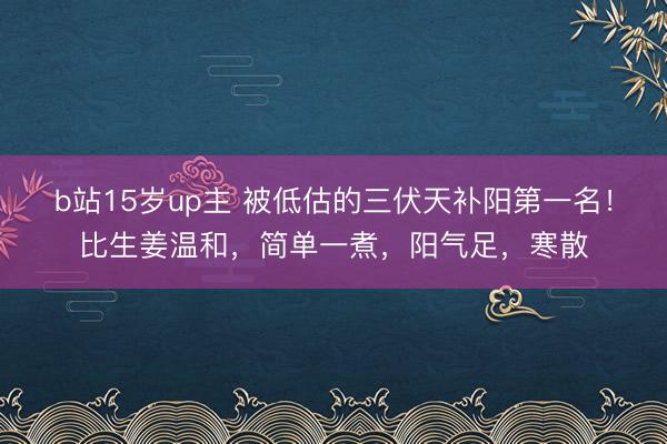 b站15岁up主 被低估的三伏天补阳第一名！比生姜温和，简单一煮，阳气足，寒散