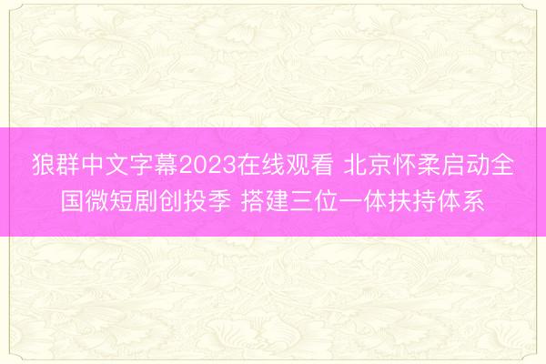 狼群中文字幕2023在线观看 北京怀柔启动全国微短剧创投季 搭建三位一体扶持体系