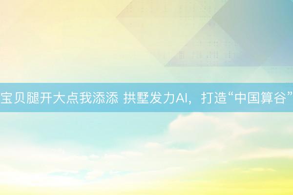宝贝腿开大点我添添 拱墅发力AI，打造“中国算谷”