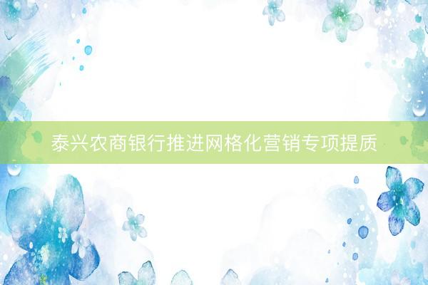 泰兴农商银行推进网格化营销专项提质
