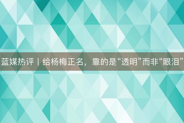 蓝媒热评丨给杨梅正名，靠的是“透明”而非“眼泪”