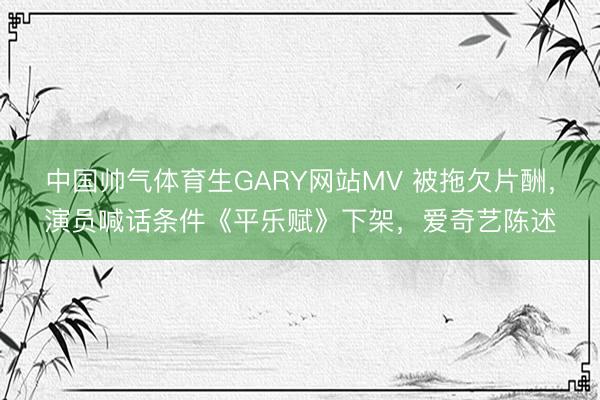 中国帅气体育生GARY网站MV 被拖欠片酬，演员喊话条件《平乐赋》下架，爱奇艺陈述