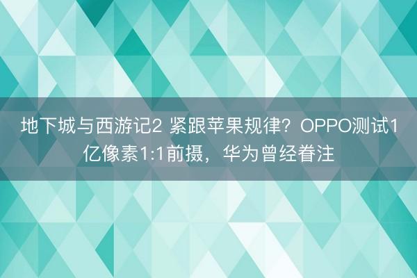 地下城与西游记2 紧跟苹果规律？OPPO测试1亿像素1:1前摄，华为曾经眷注