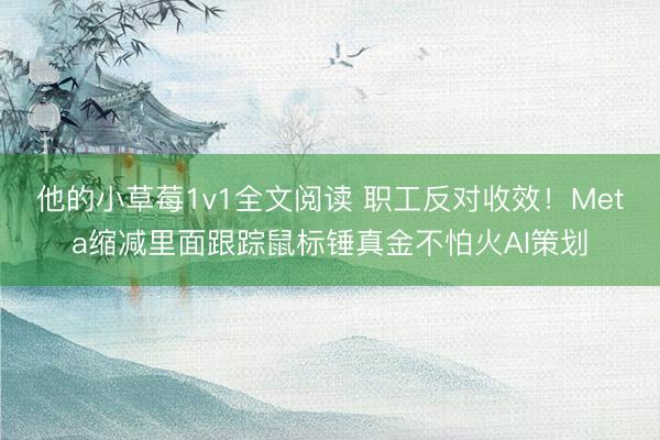 他的小草莓1v1全文阅读 职工反对收效！Meta缩减里面跟踪鼠标锤真金不怕火AI策划