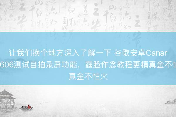 让我们换个地方深入了解一下 谷歌安卓Canary 2606测试自拍录屏功能，露脸作念教程更精真金不怕火