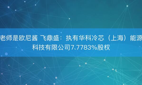 老师是欧尼酱 飞鼎盛：执有华科冷芯（上海）能源科技有限公司7.7783%股权