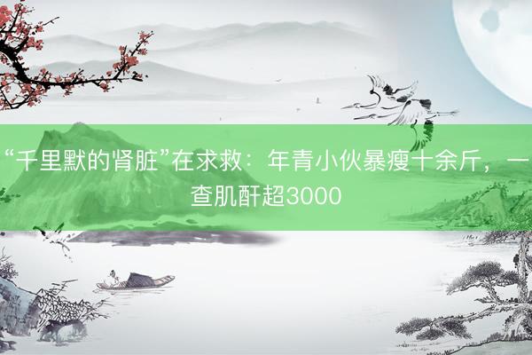 “千里默的肾脏”在求救：年青小伙暴瘦十余斤，一查肌酐超3000
