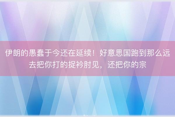 伊朗的愚蠢于今还在延续！好意思国跑到那么远去把你打的捉衿肘见，还把你的宗