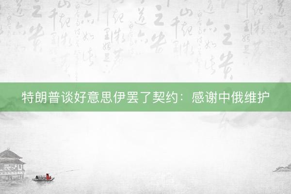 特朗普谈好意思伊罢了契约：感谢中俄维护
